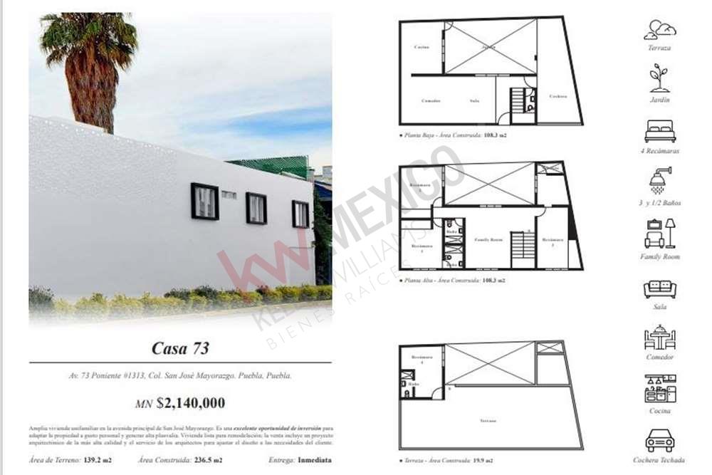 VENTA DE CASA EN LA COLONIA SAN JOSE MAYORAZGO, PUEBLA ( CERCA DEL CLUB DE  GOLF )