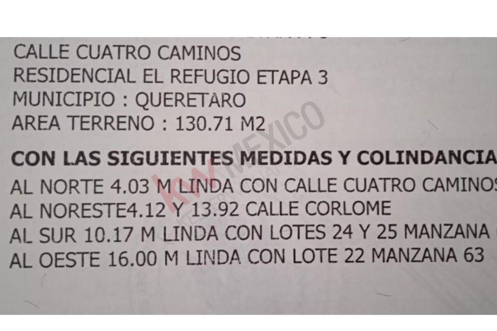 TERRENO EN VENTA EN EL REFUGIO, SOBRE CALLE DENTRO DEL FRACC, FACTIBLE CAMBIO DE USO SUELO