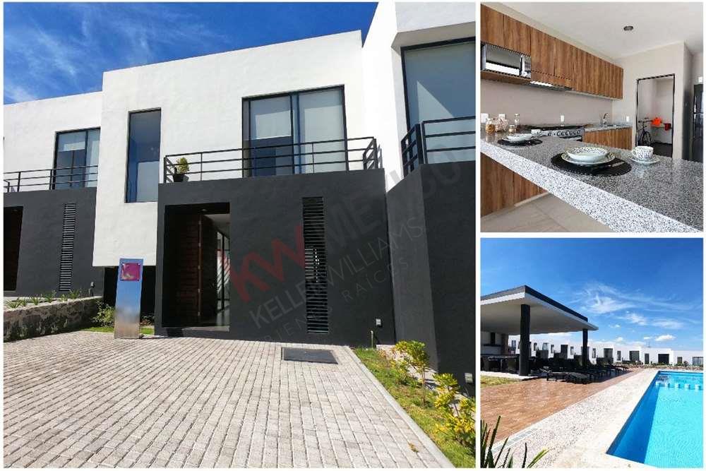 CASA EN VENTA EN ZIBATA 3 HABITACIONES CON ALBERCA EN CASA CLUB MUY CERCA  DE CAMPO